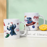 Disney Cartoon Stitch Coffee Mugs Cute Milk Mugs Creative Mugs Handle Kids Water Cup 300ML