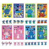 8/16 Sheets Disney Stitch Cartoon Puzzle Stickers Children Make a Face DIY Toys Funny Assemble Jigsaw Kids Boys Girls Party Game