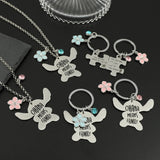 Stitch Necklace Friendship Necklaces Keychain Ohana Meanss Family Stainless Steel Personalized Jewelry Gifts for Boys Girl
