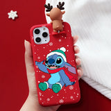 Cartoon Merry Christmas 3D Disney Stitch Doll Case For iPhone