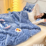 Disney Stitch Blanket Winter New Stitch  Embroidered Pillow Blanket 2-in-1 Sofa Office Nap Blanket Christmas Gift