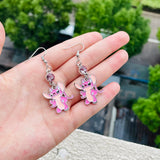 Disney Stitch Earrings and Necklace Angel Dangle Earring Animal Metal Earrings Handmade Jewelry Hook Earring Fashion Jewelry