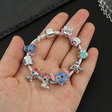 Disney Stitch Enamel Beads Bracelet Anime Lilo & Stitch Bangle DIY Fashion Women Hand Accessories Jewelry Gifts for Girls