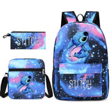 3pcs/Set Disney Stitch Kids Backpack Cartoon Stitch Print Kindergarten Pencil Case Boy Girl Shoulder Bag Children Schoolbag Gift