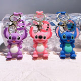 Disney Lilo & Stitch Keychain Cute Cartoon Figure Stitch Silicone Pendant Keyring  Figure Toys Model Jewelry Accessories
