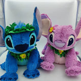 30cm Lilo And Stitch Wear Flowers Stuffed Animal Soft Doll Stitch And Angel Couples Plush Toys For Birthday Gift
