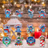 12pcs/set Disney Stitch Anime Figure Christmas Tree Ornaments Pendant Doll Hanging Decor Christmas Home Party Supplies Kids Gift