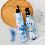 Disney Stitch Sunumbrella Cartoon Lilo & Stitch Umbrella UV Protection 3 Folding portable sunshade for women and children