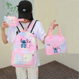 3Pcs/set Disney Lilo Stitch Student Boy Girl Schoolbag Colorful Backpack with Lunch Bag Children Teenager Cartoon School Bookbag