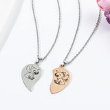 Disney Lilo & Stitch Necklace Stainless Steel Magnetic Attraction Cute Figure Stitch Heart Pendant Neck Chain Lovers Jewelry