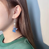 Disney Stitch Earrings and Necklace Angel Dangle Earring Animal Metal Earrings Handmade Jewelry Hook Earring Fashion Jewelry